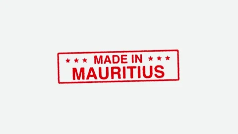 Close Up Real Hand Stamping Made In Mauritius Stamp on White Background Stock Footage 246665398
