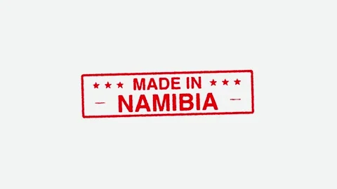 Close Up Real Hand Stamping Made In Namibia on White Background Stock Footage 246666486