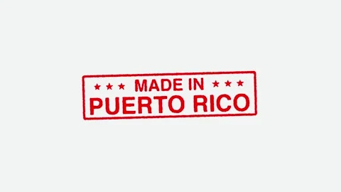 Close Up Real Hand Stamping Made in Puerto Rico Stamp on White Background Stock Footage 246669095