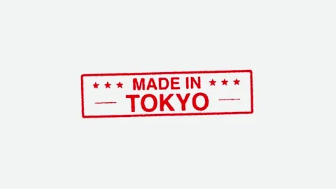 Close Up Real Hand Stamping Made in Tokyo Stamp on White Background Stock Footage 246672650