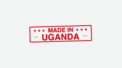 Close Up Real Hand Stamping Made In Uganda Stamp on White Background Stock Footage 246673009