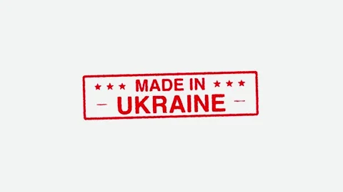 Close Up Real Hand Stamping Made in Ukraine Stamp on White Background Stock Footage 246673161