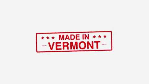 Close Up Real Hand Stamping Made In Vermont Stamp on White Background Stock Footage 246673973