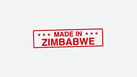Close Up Real Hand Stamping Made In Zimbabwe Stamp on White Background Stock Footage 246674398