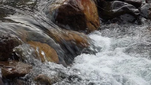 Close-up real-time video of the flow of a fast-moving mountain river with c.. Vídeos de archivo 312264367