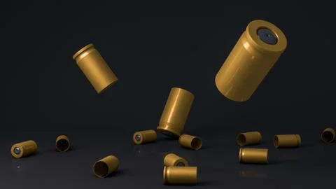 Close up the realistic of shells bullets falling Stock Illustration