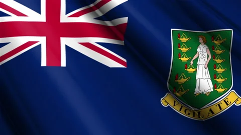 Close up realistic texture fabric silk satin flag of British Virgin Islands Stock Footage 232426461