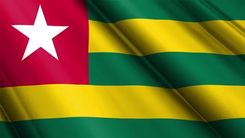 Close up realistic texture fabric textile silk satin flag of Togo Stock Footage 232428306