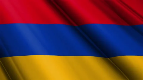 Close up realistic texture flag of Armenia waving fluttering background Video stock 234338096