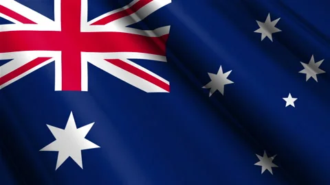 Close up realistic texture flag of Australia waving fluttering background Stock Footage 234338524