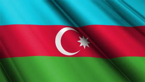 Close up realistic texture flag of Azerbaijan waving fluttering background Vidéo 234339180
