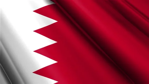Close up realistic texture flag of Bahrain waving fluttering background Stock Footage 271517740