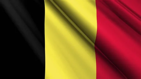Close up realistic texture flag of Belgium waving fluttering background Stock Footage 234339933