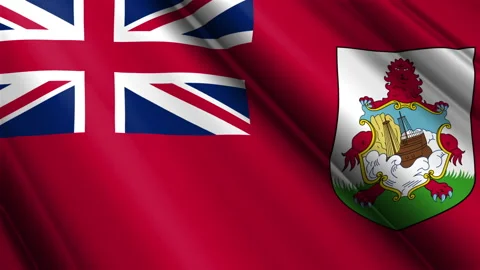 Close up realistic texture flag of Bermuda waving fluttering background Video stock 271518520