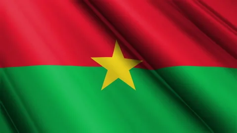 Close up realistic texture flag of Burkina Faso waving fluttering background Vidéo 271519172