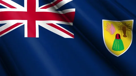 Close up realistic texture satin flag of Turks and Caicos Islands Stock Footage 232429446