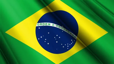 Close up realistic texture satin flag of Brazil waving fluttering background Video stock 271519201
