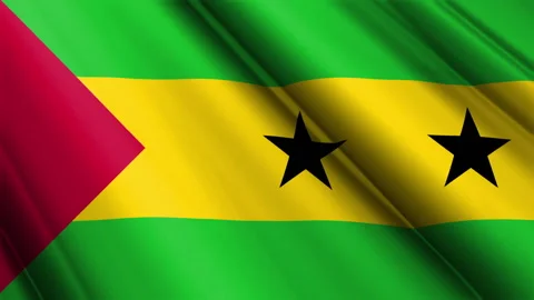 Close up realistic texture silk satin flag of Sao Tome and Principe Stock Footage 232427058