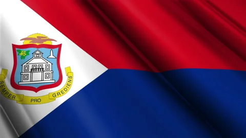 Close up realistic texture silk satin flag of Sint Maarten Video stock 232427323