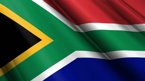 Close up realistic texture silk satin flag of South Africa Stock Footage 232427328