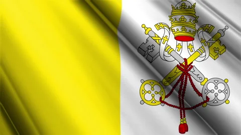 Close up realistic texture silk satin flag of Vatican City Holy See Stock Footage 232430176