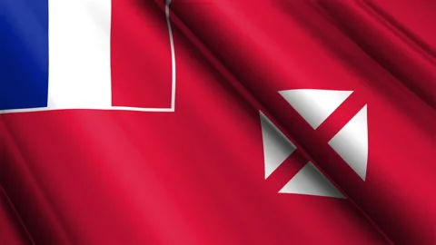 Close up realistic texture silk satin flag of Wallis and Futuna Video stock 232430453