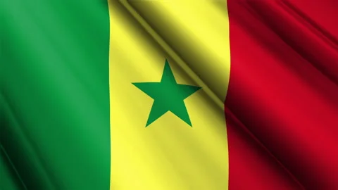 Close up realistic texture textile silk satin flag of Senegal waving Stock Footage 232427051
