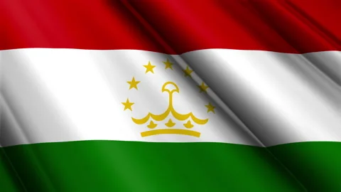Close up realistic texture textile silk satin flag of Tajikistan Stock Footage 232427591