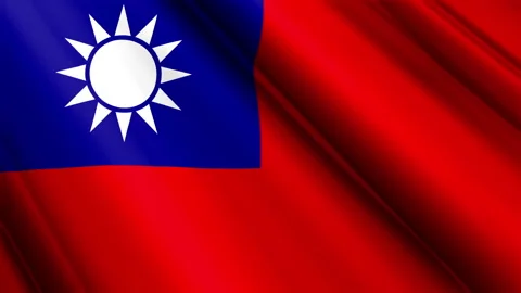Close up realistic texture textile silk satin flag of Taiwan Stock Footage 232427628