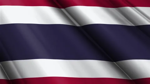 Close up realistic texture textile silk satin flag of Thailand Stock Footage 232428071