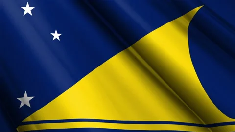 Close up realistic texture textile silk satin flag of Tokelau Stock Footage 232428471