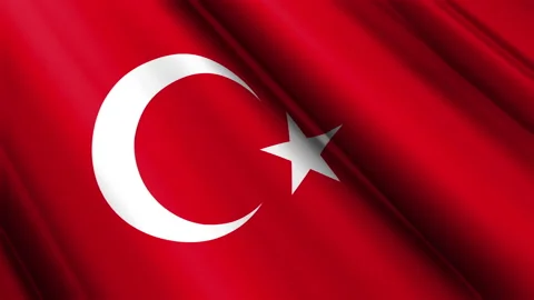 Close up realistic texture textile silk satin flag of Turkey Stock Footage 232428700