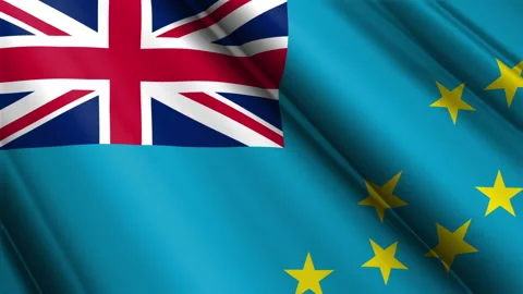 Close up realistic texture textile silk satin flag of Tuvalu Vidéo 232429568