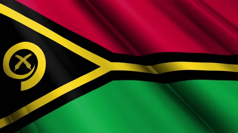 Close up realistic texture textile silk satin flag of Vanuatu Stock Footage 232430127