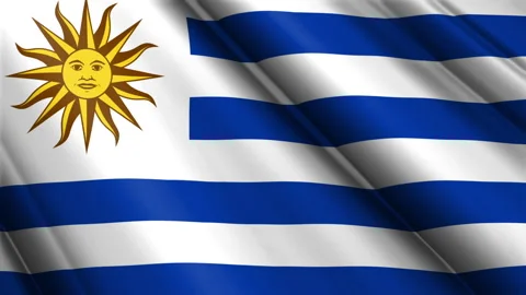 Close up realistic texture textile silk satin flag of Uruguay Vidéo 232430128