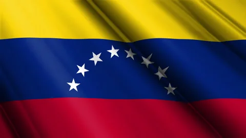 Close up realistic texture textile silk satin flag of Venezuela Video stock 232430269