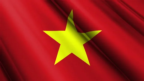 Close up realistic texture textile silk satin flag of Vietnam Stock Footage 232430444