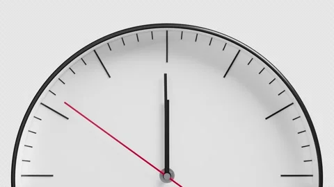 Close-Up Realtime Countdown Animation of Minimalistic Classic Wall Clock Stock Footage 315565014