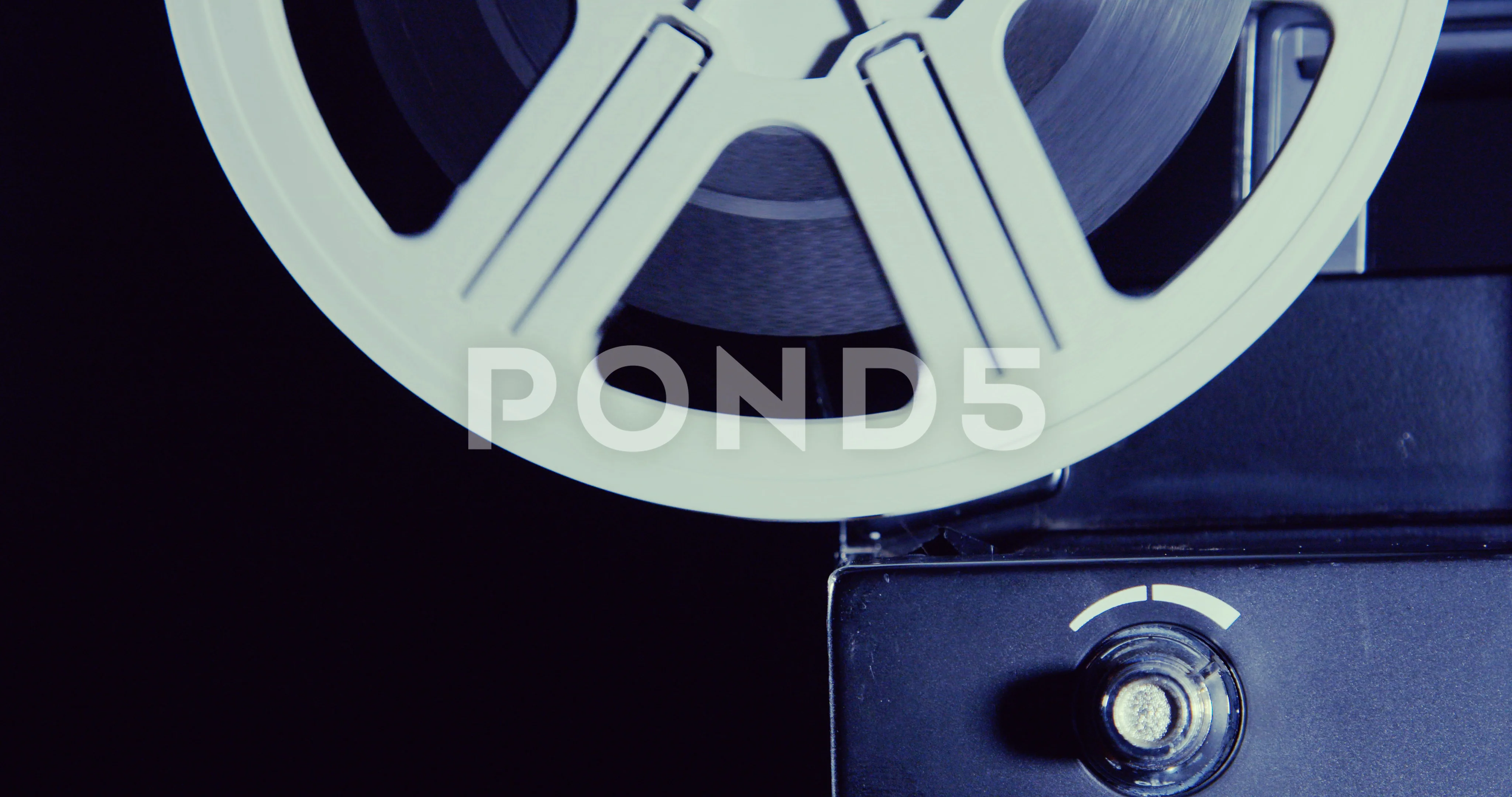 Close-up of rear film reel and volume bu, Stock Video