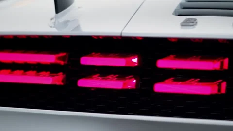 Close-up of the rear light bar of a Bugatti Centodieci Stock Footage 345301817
