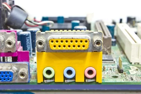 Close up rear panel of computer Foto stock