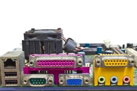 Close up rear panel of computer Stock Photos