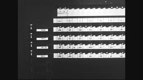 Close rear view of man using voting machine / Close up of finger pulling pointer Stock Footage 74534459