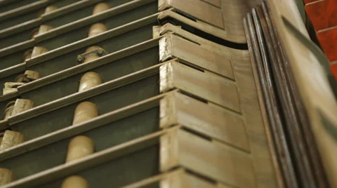 Close-up Rebar Line Machine Stock Footage 33850068