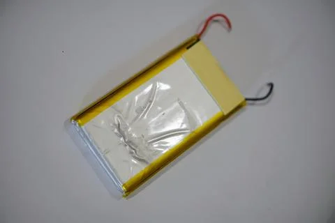 Close-up of a rechargeable lithium polymer battery with connector Stock Photos