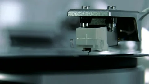 Close-up of record head and needle on a record player. Stock Footage 269688298
