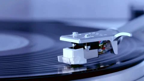Close-up of record head and needle on a record player. Stock Footage 270375769
