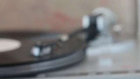 Close-up of record player with focus transfer Stock Footage 88407130