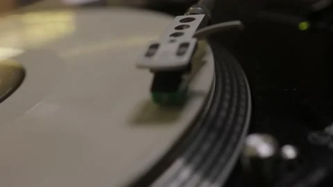 Close up of record player needle with white vinyl Video stock 157081073