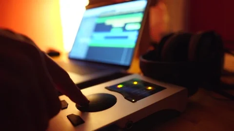 Close up of recording session at home studio Stock Footage 121359669